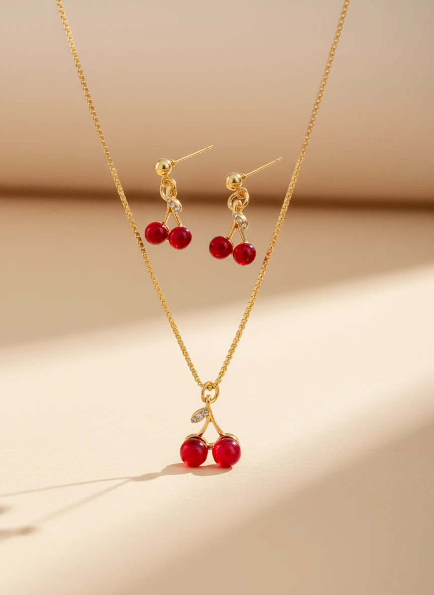 COLLAR CON ARETES DE CEREZA