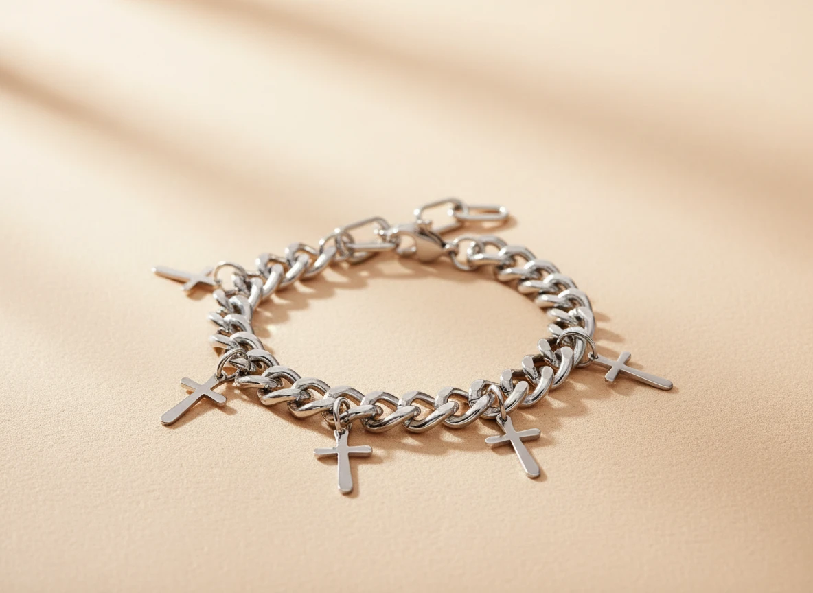 Pulsera de Cruces Plateada