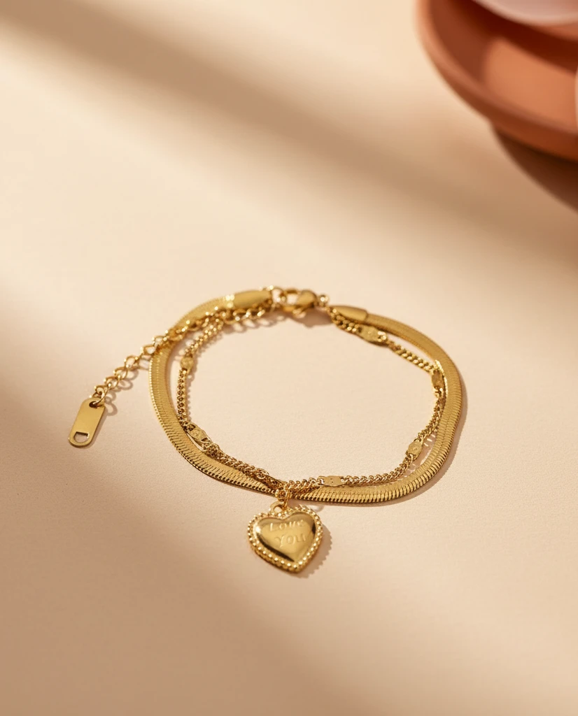 Pulsera Corazón Ajustable Oro