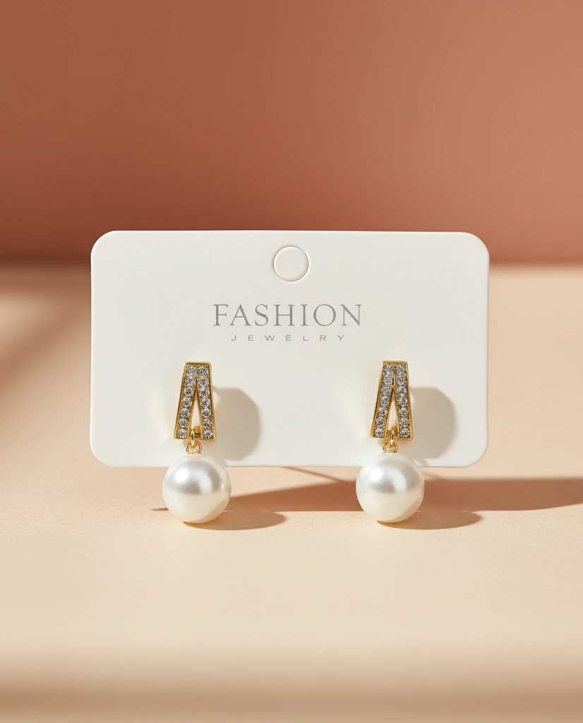 Aretes Brillos con Perla Colgante