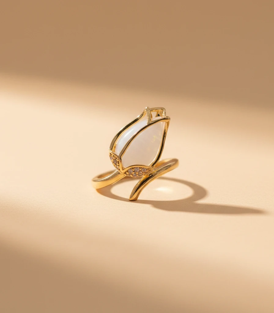 Anillo Tulipán Ajustable Dorado