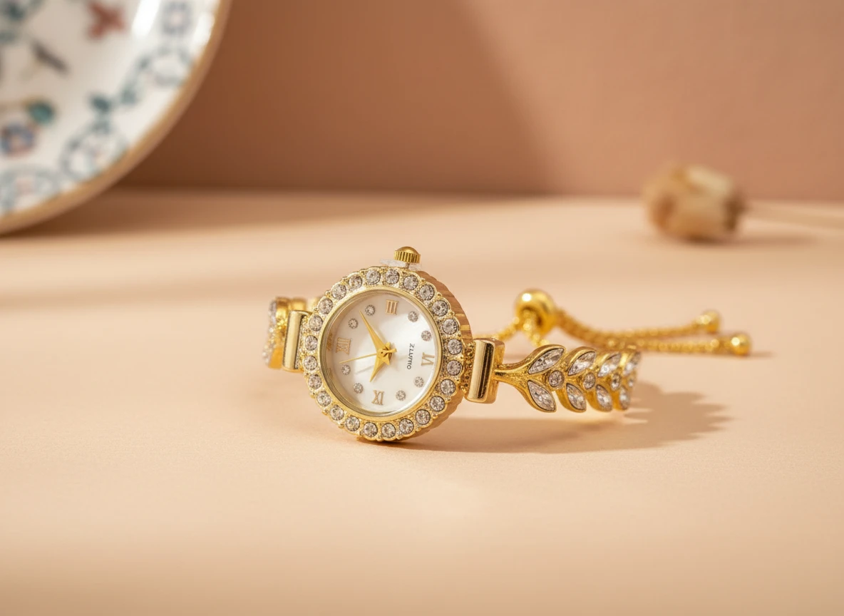 RELOJ REDONDO DIAMANTES COLA DE SIRENA QUARTZ