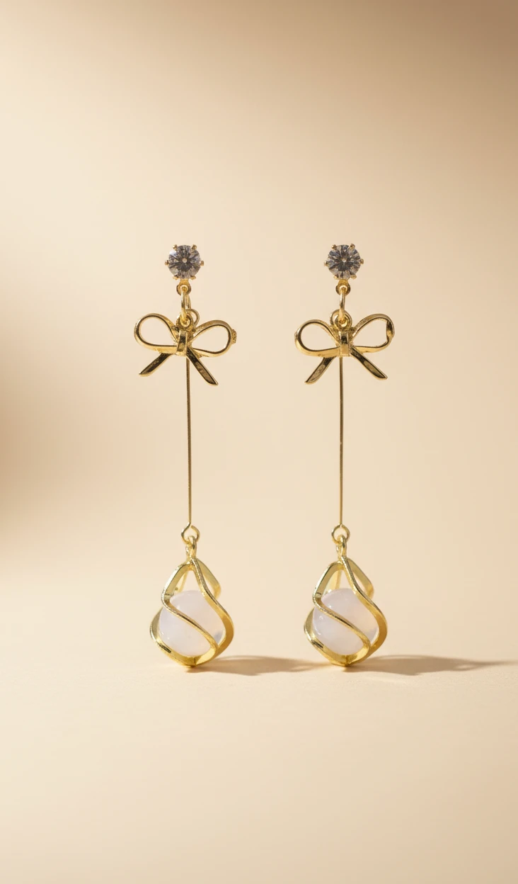 Aretes Gota con Moño