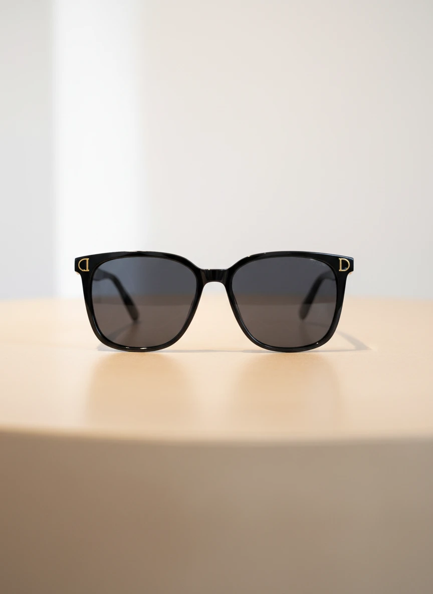 Lentes Negros con Detalle Dorado