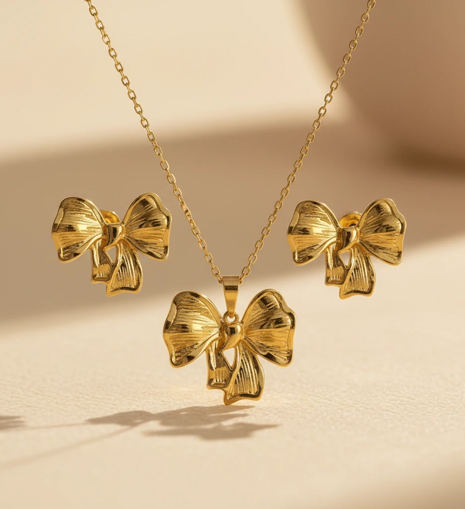CONJUNTO DE COLLAR CON ARETES DE MOÑO