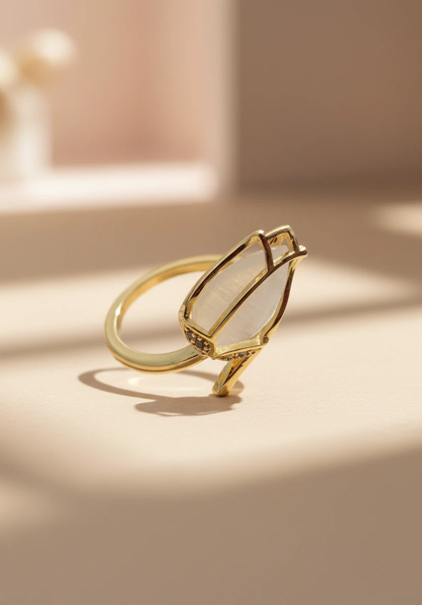 Anillo Tulipán Ajustable Dorado